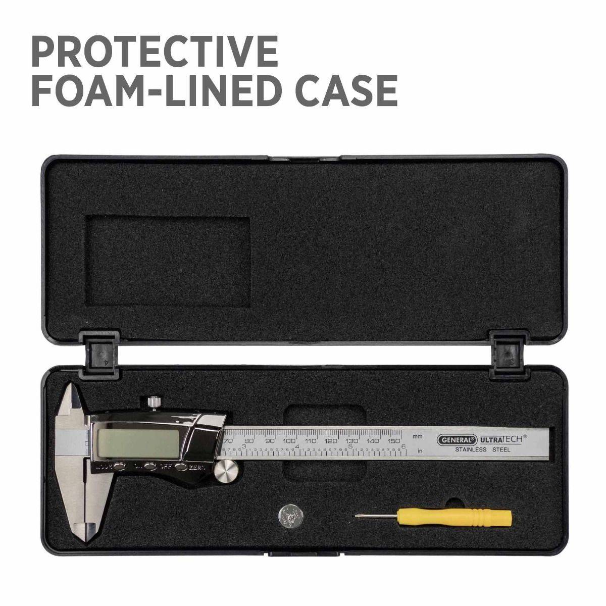Digital Fractional Caliper with Extra-Large LCD Screen, 3 Mode Display, 6-Inches