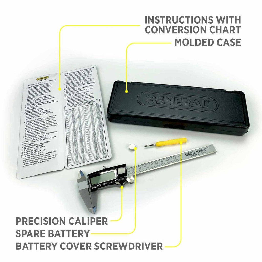 Digital Fractional Caliper with Extra-Large LCD Screen, 3 Mode Display, 6-Inches