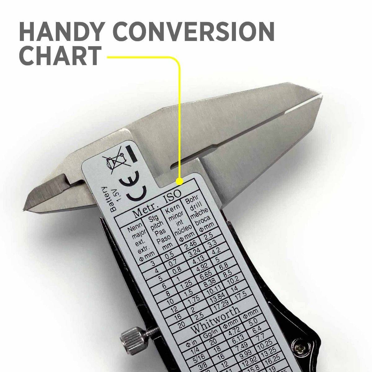 Digital Fractional Caliper with Extra-Large LCD Screen, 3 Mode Display, 6-Inches