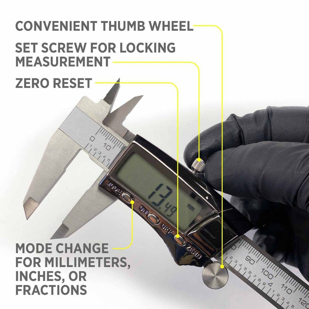 Digital Fractional Caliper with Extra-Large LCD Screen, 3 Mode Display, 6-Inches