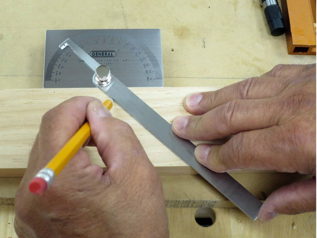 ANGLE-IZER® Square Head Stainless Steel Angle Protractor, 0 to 180 Degrees, 6-Inch Arm