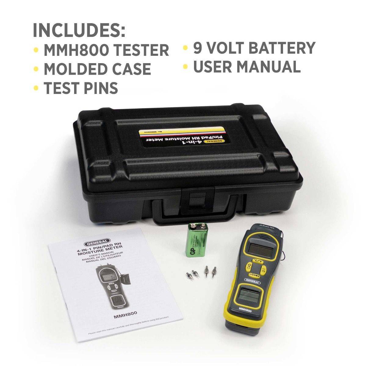 Pin/Pinless Moisture Meter with Temperature and Humidity