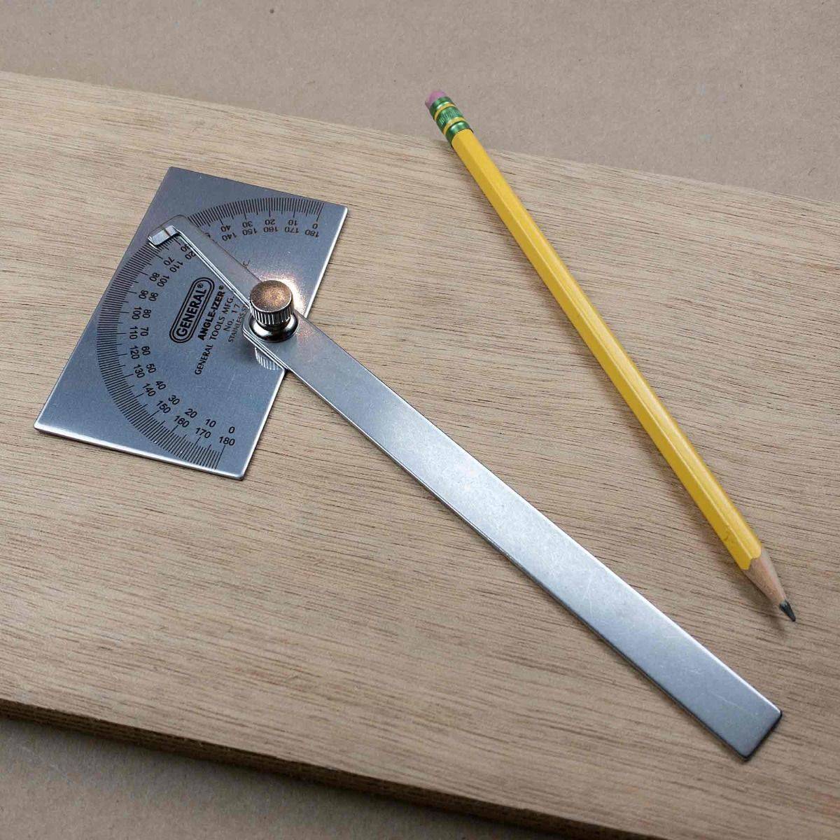ANGLE-IZER® Square Head Stainless Steel Angle Protractor, 0 to 180 Degrees, 6-Inch Arm