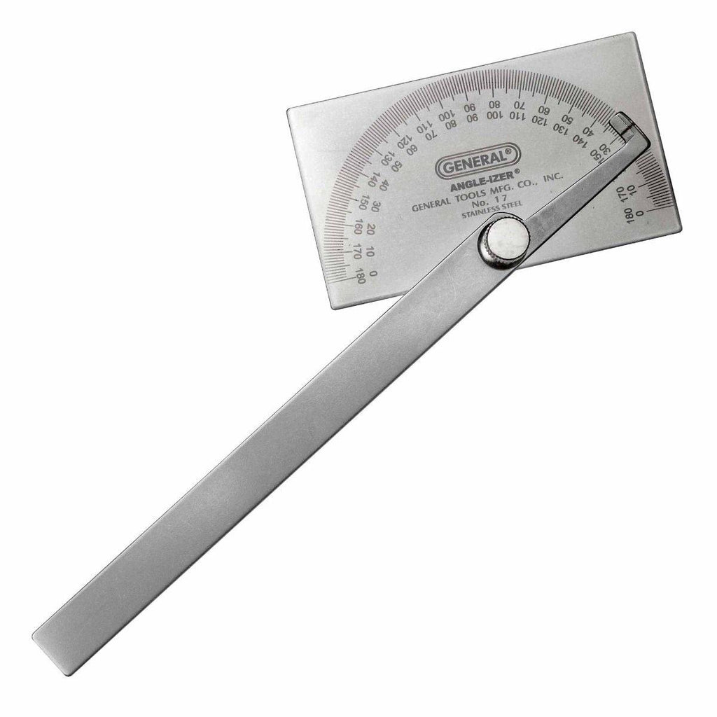 ANGLE-IZER® Square Head Stainless Steel Angle Protractor, 0 to 180 Degrees, 6-Inch Arm
