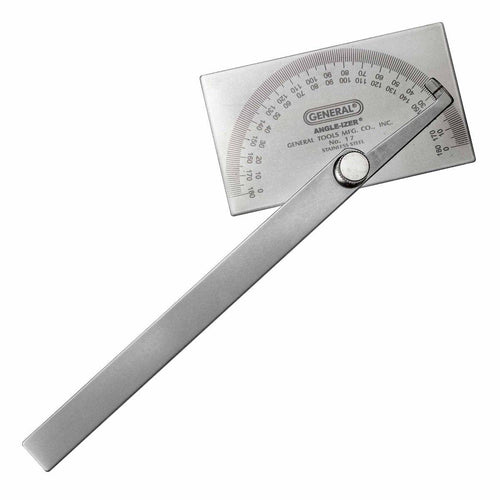 ANGLE-IZER® Square Head Stainless Steel Angle Protractor, 0 to 180 Degrees, 6-Inch Arm