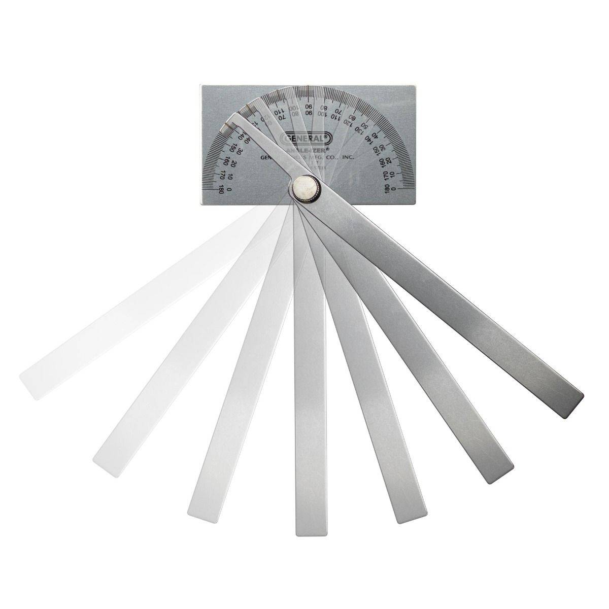 ANGLE-IZER® Square Head Stainless Steel Angle Protractor, 0 to 180 Degrees, 6-Inch Arm