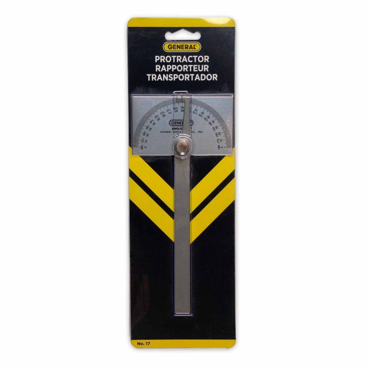 ANGLE-IZER® Square Head Stainless Steel Angle Protractor, 0 to 180 Degrees, 6-Inch Arm
