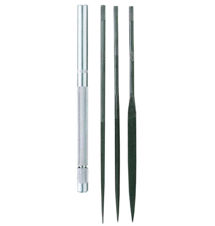 Four-piece Tool Steel Needle File Set with Handle