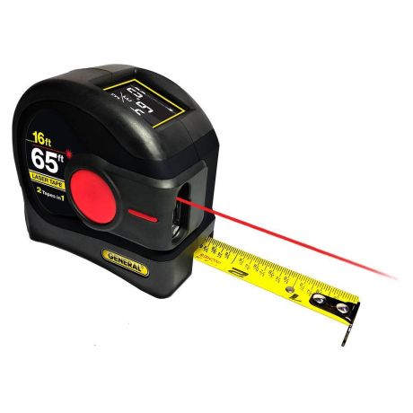 2-in-1 65 Foot Laser Tape Measure with Digital, Black