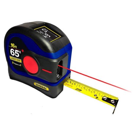 2-IN-1 65 FOOT LASER TAPE MEASURE WITH DIGITAL DISPLAY, Blue